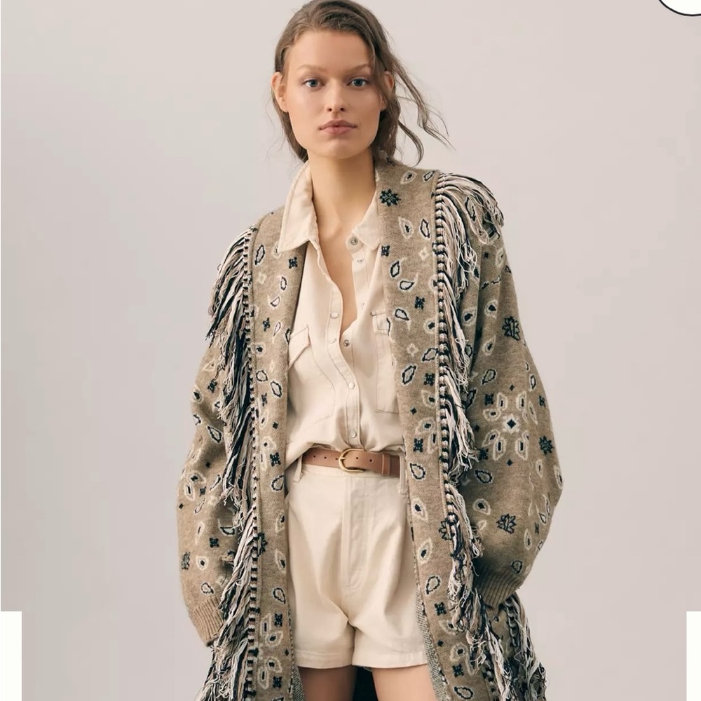 Anthropologie By Anthropologie Bandana Fringed Duster Jacket